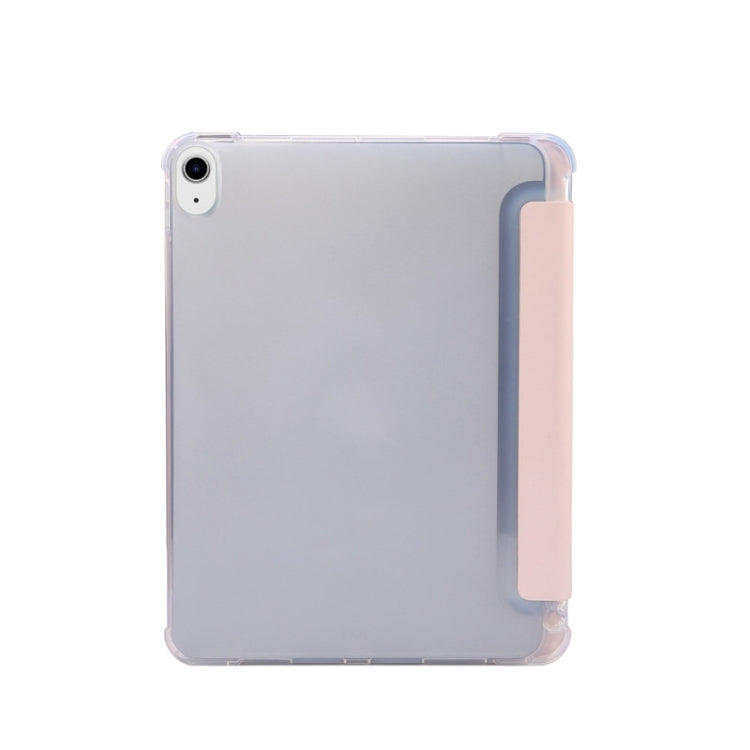 For iPad Air 2022 / 2020 10.9 3-folding Electric Pressed Skin Texture Smart Leather Tablet Case (Light Pink) by buy2fix