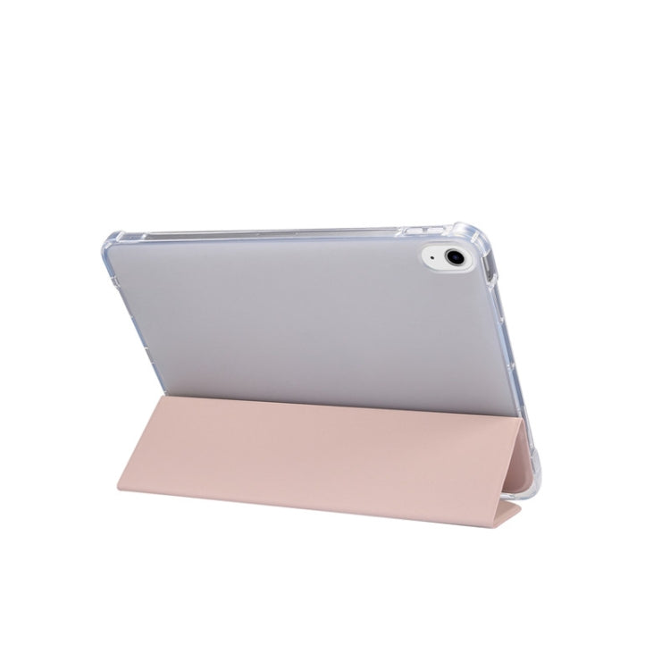 For iPad Air 2022 / 2020 10.9 3-folding Electric Pressed Skin Texture Smart Leather Tablet Case (Light Pink) by buy2fix