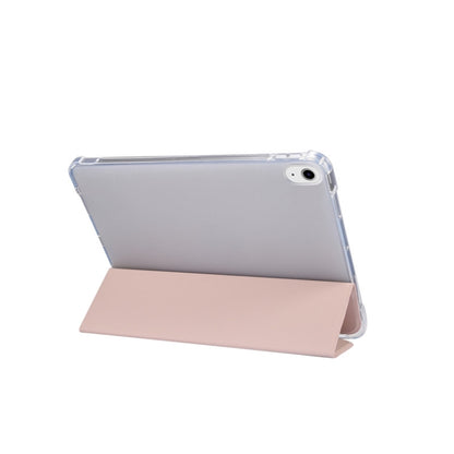 For iPad Air 2022 / 2020 10.9 3-folding Electric Pressed Skin Texture Smart Leather Tablet Case (Light Pink) by buy2fix