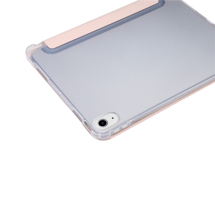 For iPad Air 2022 / 2020 10.9 3-folding Electric Pressed Skin Texture Smart Leather Tablet Case (Light Pink) by buy2fix