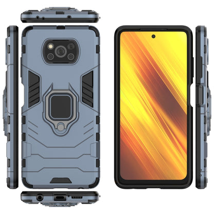 For Xiaomi Poco X3 NFC PC + TPU Shockproof Protective Case with Magnetic Ring Holder(Navy Blue) by buy2fix