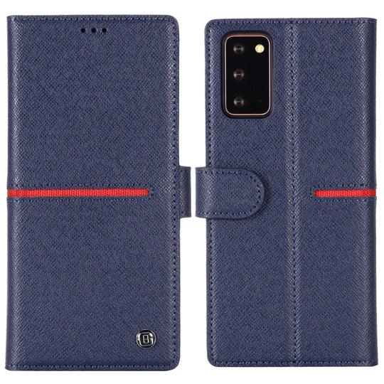 For Samsung Galaxy Note 20 GEBEI Top-grain Leather Horizontal Flip Protective Case with Holder & Card Slots & Wallet & Photo Frame(Blue)