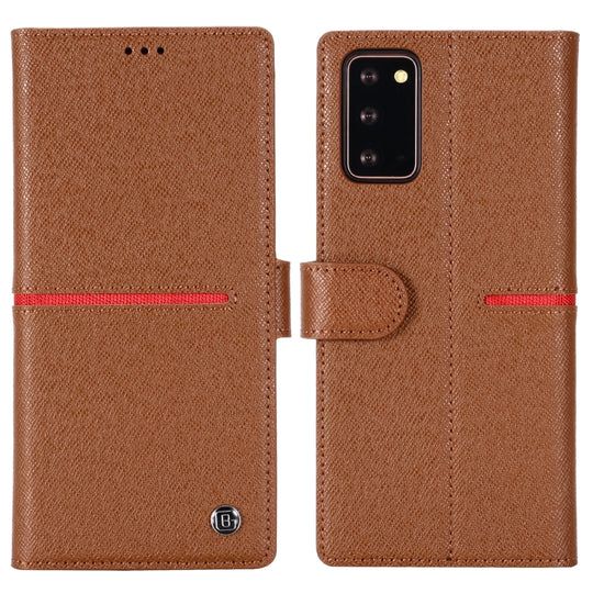 For Samsung Galaxy Note 20 GEBEI Top-grain Leather Horizontal Flip Protective Case with Holder & Card Slots & Wallet & Photo Frame(Brown)