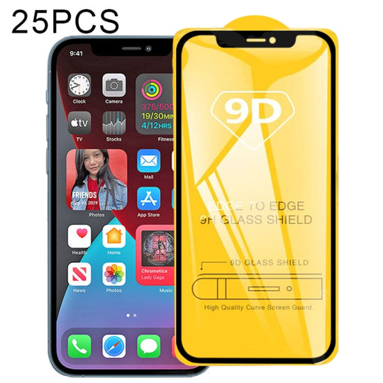 For iPhone 12 Pro Max 25pcs 9D Full Glue Full Screen Tempered Glass Film For  iPhone 12 Pro Max