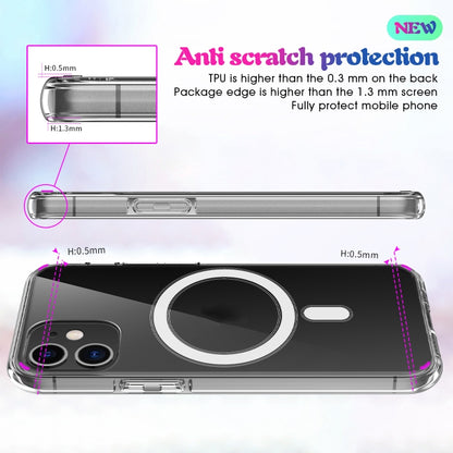 For iPhone 12 mini Magsafe Case Simple Magnetic Ring All-inclusive Clear Crystal Acrylic PC +TPU Shockproof Case (Transparent) by buy2fix