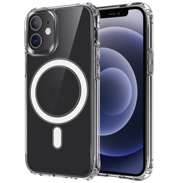 For iPhone 12 Pro Max Magsafe Case Magnetic Ring Clear Crystal Acrylic +TPU Four-corner Airbag Shockproof Case(Transparent) by buy2fix