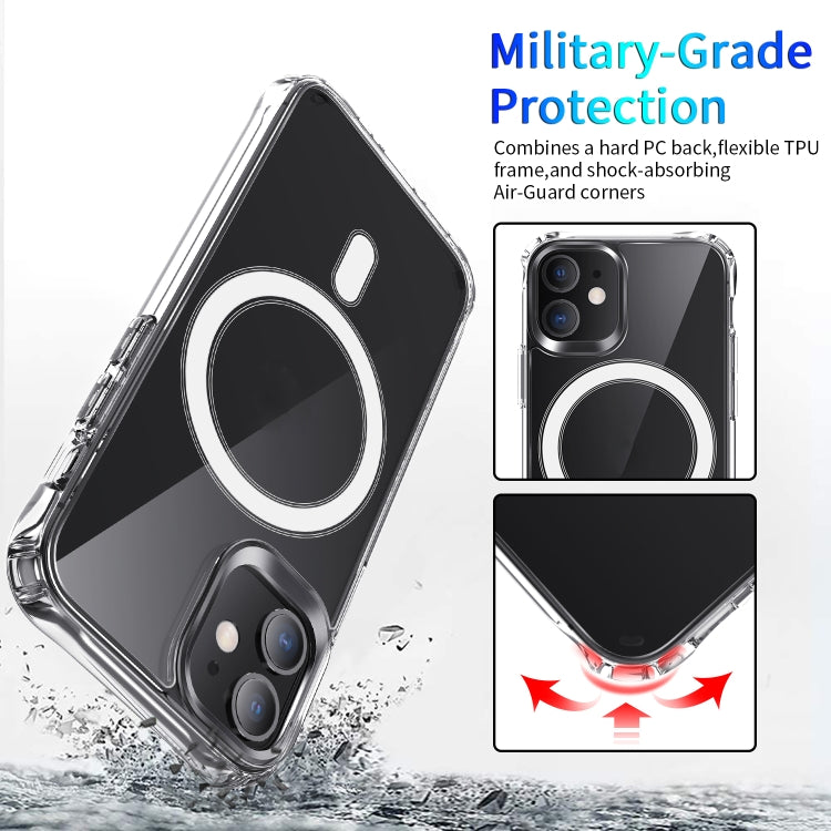 For iPhone 12 Pro Max Magsafe Case Magnetic Ring Clear Crystal Acrylic +TPU Four-corner Airbag Shockproof Case(Transparent) by buy2fix