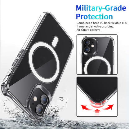 For iPhone 12 mini Magsafe Case Magnetic Ring Clear Crystal Acrylic +TPU Four-corner Airbag Shockproof Case (Transparent) by buy2fix