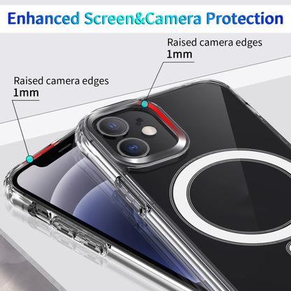 For iPhone 12 mini Magsafe Case Magnetic Ring Clear Crystal Acrylic +TPU Four-corner Airbag Shockproof Case (Transparent) by buy2fix