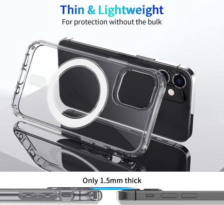 For iPhone 12 mini Magsafe Case Magnetic Ring Clear Crystal Acrylic +TPU Four-corner Airbag Shockproof Case (Transparent) by buy2fix