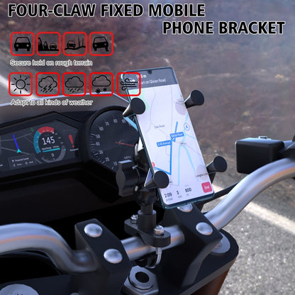 WUPP CS-1133A1 Motorcycle Four-claw X Shape Adjustable Mobile Phone Holder Bracket, Double Tap Buckle Version - Holder by WUPP | Online Shopping UK | buy2fix