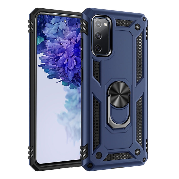 For Samsung Galaxy S20 FE 5G Shockproof TPU + PC Protective Case with 360 Degree Rotating Holder(Blue) by buy2fix