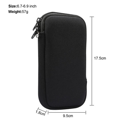 Universal Elasticity Zipper Protective Case Storage Bag with Lanyard For 6.7-6.9 inch Smart Phones(Black) - Apple Accessories by buy2fix | Online Shopping UK | buy2fix