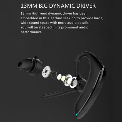 F910 Bluetooth 5.0 Hanging Ear Style Dual Mic Noise Cancelling Bluetooth Earphone(Black Blue) by buy2fix