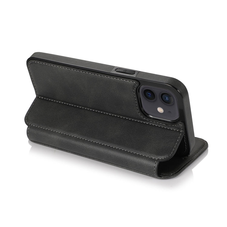 For iPhone 12 mini Strong Magnetic Closure PU + TPU Leather Case with Card Slots & Holder (Black) by buy2fix