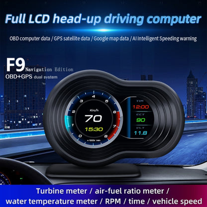 F9 OBD2 + GPS Mode Car HUD Head-up Display Speed / Water Temperature / Voltage Display - Head Up Display System by buy2fix | Online Shopping UK | buy2fix