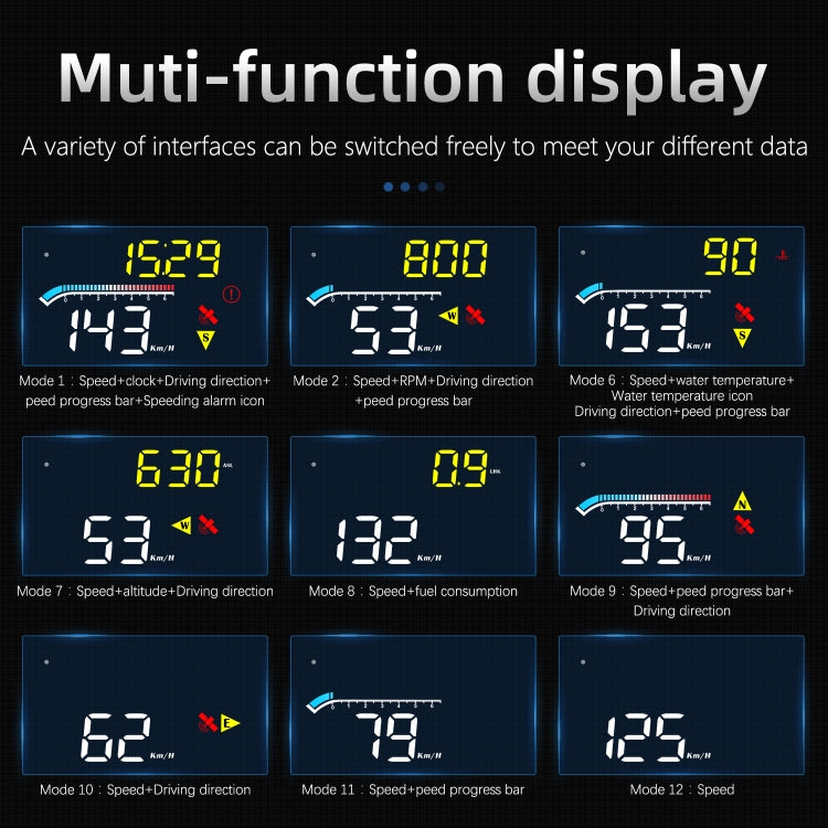 M17 Car HUD Head-up Display GPS Speed Meter Car OBD2 Diagnostic Tool - Head Up Display System by buy2fix | Online Shopping UK | buy2fix