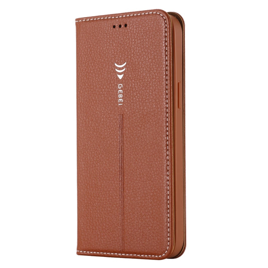 For iPhone 12 / 12 Pro GEBEI PU+TPU Horizontal Flip Protective Case with Holder & Card Slots(Brown) by GEBEI