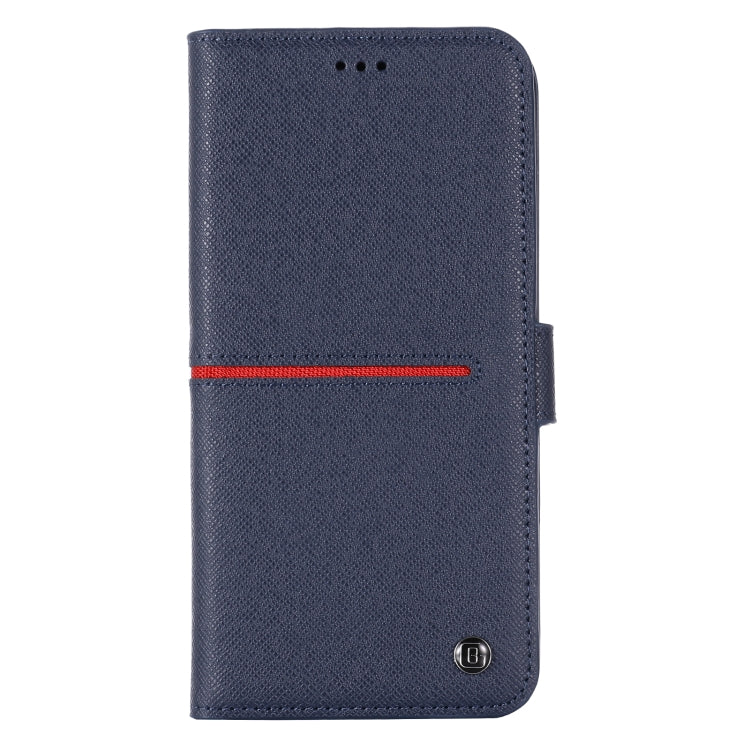 For iPhone 12 / 12 Pro GEBEI Top-grain Leather Horizontal Flip Protective Case with Holder & Card Slots & Wallet & Photo Frame(Blue) by GEBEI