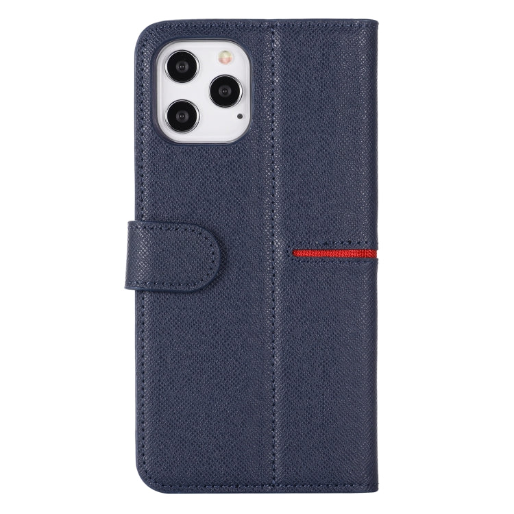 For iPhone 12 / 12 Pro GEBEI Top-grain Leather Horizontal Flip Protective Case with Holder & Card Slots & Wallet & Photo Frame(Blue) by GEBEI