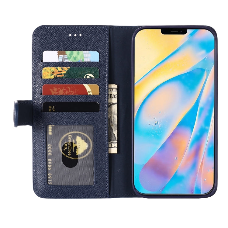For iPhone 12 / 12 Pro GEBEI Top-grain Leather Horizontal Flip Protective Case with Holder & Card Slots & Wallet & Photo Frame(Blue) by GEBEI