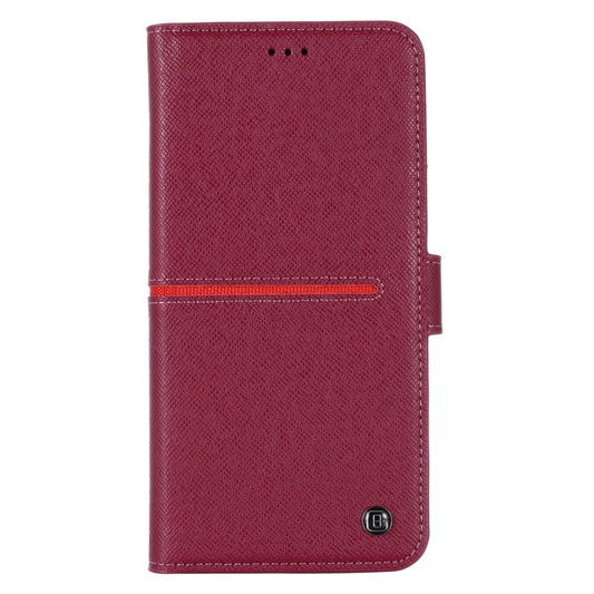 For iPhone 12 / 12 Pro GEBEI Top-grain Leather Horizontal Flip Protective Case with Holder & Card Slots & Wallet & Photo Frame(Wine Red) by GEBEI