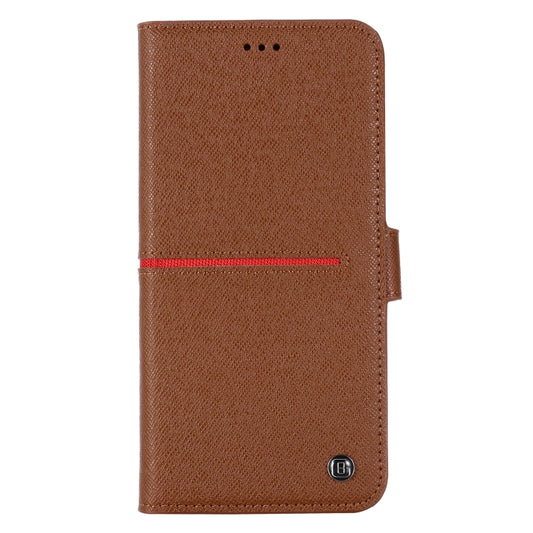 For iPhone 12 / 12 Pro GEBEI Top-grain Leather Horizontal Flip Protective Case with Holder & Card Slots & Wallet & Photo Frame(Brown) by GEBEI