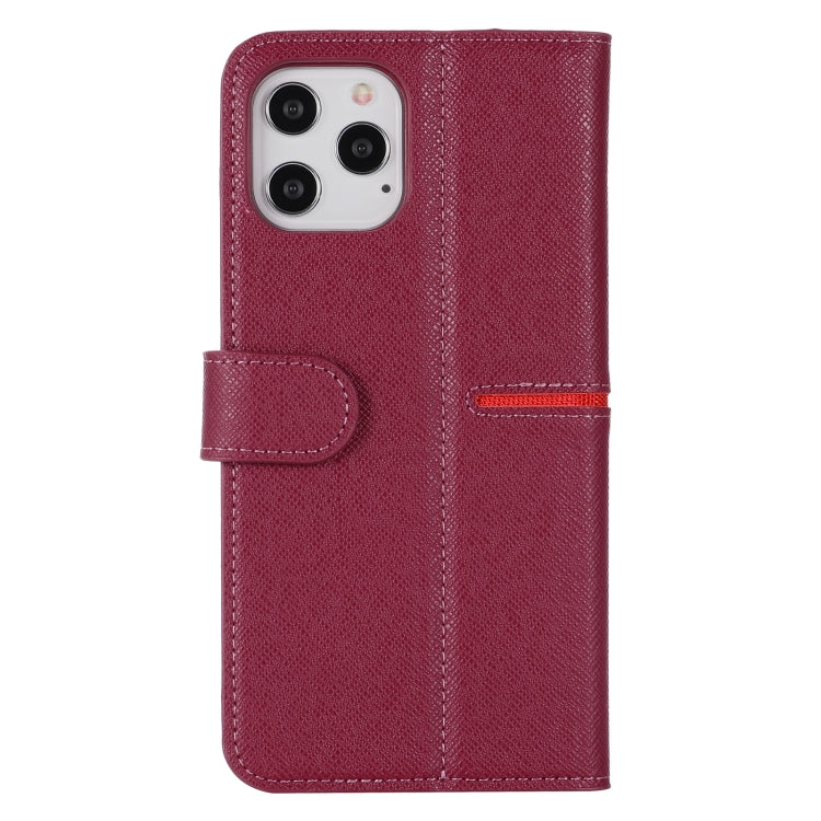 For iPhone 12 Pro Max GEBEI Top-grain Leather Horizontal Flip Protective Case with Holder & Card Slots & Wallet & Photo Frame(Wine Red) - iPhone 12 Pro Max Cases by GEBEI | Online Shopping UK | buy2fix