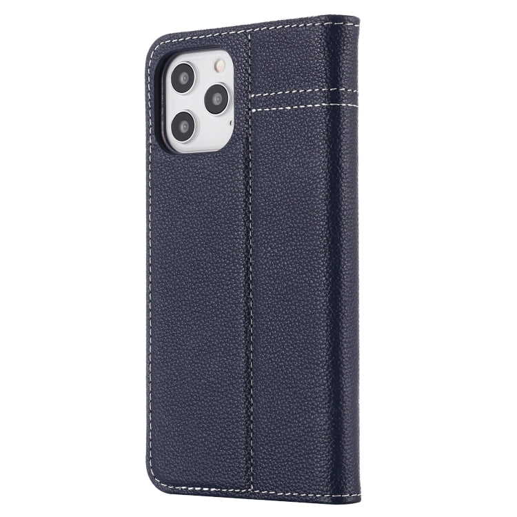 For iPhone 12 Pro Max GEBEI Top-grain Leather Horizontal Flip Protective Case with Holder & Card Slots(Blue) - iPhone 12 Pro Max Cases by GEBEI | Online Shopping UK | buy2fix