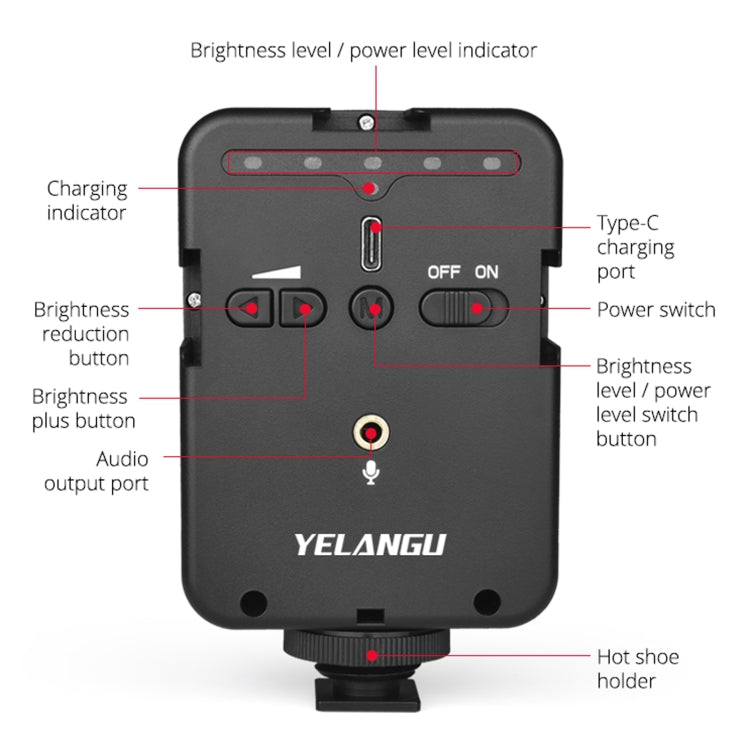 YELANGU LED02 Live Broadcast Micro Film Reporter Interview Recording Microphone Light - Consumer Electronics by YELANGU | Online Shopping UK | buy2fix