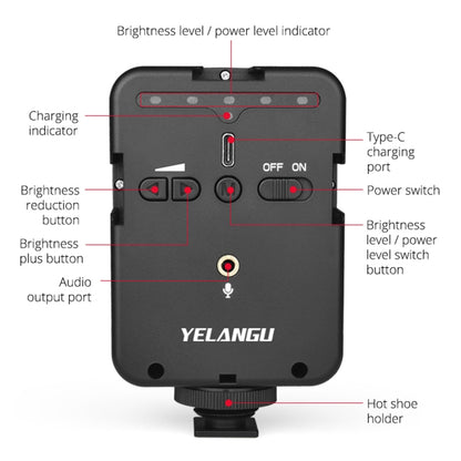 YELANGU LED02 Live Broadcast Micro Film Reporter Interview Recording Microphone Light - Consumer Electronics by YELANGU | Online Shopping UK | buy2fix