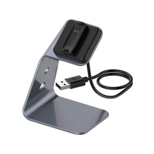 Pour Fitbit Inspire 2 Support de chargeur en alliage d'aluminium avec protection contre les puces, prise en charge de la charge rapide (gris)