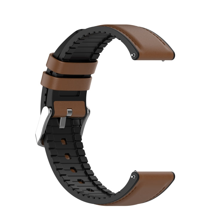 22mm Silicone Leather Watch Band for Huawei Watch GT 2 46mm(Brown) - Smart Wear by buy2fix | Online Shopping UK | buy2fix