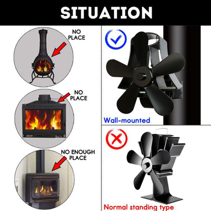 YL-106 5-Blade High Temperature Aluminum Heat Powered Fireplace Stove Fan(Grey) - Consumer Electronics by buy2fix | Online Shopping UK | buy2fix