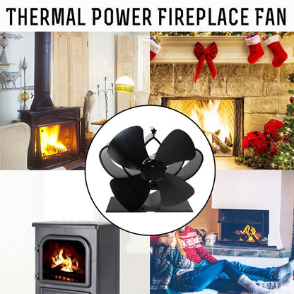 YL201 4-Blade High Temperature Metal Heat Powered Fireplace Stove Fan (Grey) - Consumer Electronics by buy2fix | Online Shopping UK | buy2fix