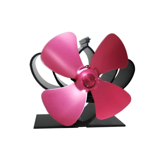 YL201 4-Blade High Temperature Metal Heat Powered Fireplace Stove Fan (Rose Red) by buy2fix