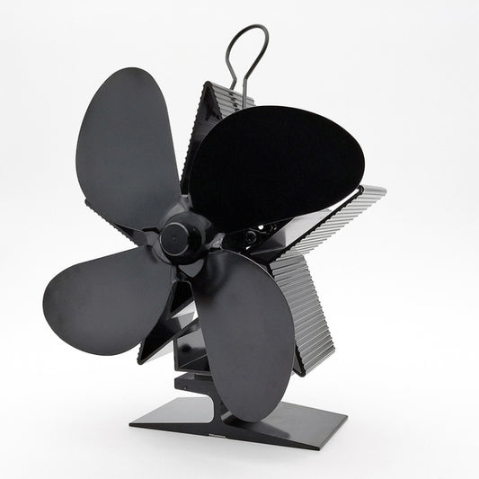 4-Blade Aluminum Heat Powered Fireplace Stove Fan (Black) by buy2fix