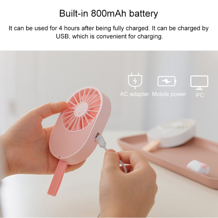 LLD-17 0.7-1.2W Ice Cream Shape Portable 2 Speed Control USB Charging Handheld Fan with Lanyard (White) - Consumer Electronics by buy2fix | Online Shopping UK | buy2fix