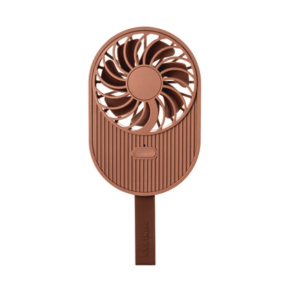 LLD-17 0.7-1.2W Ice Cream Shape Portable 2 Speed Control USB Charging Handheld Fan with Lanyard (Brown) - Consumer Electronics by buy2fix | Online Shopping UK | buy2fix