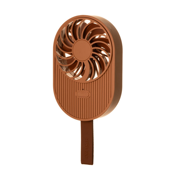 LLD-17 0.7-1.2W Ice Cream Shape Portable 2 Speed Control USB Charging Handheld Fan with Lanyard (Brown) - Consumer Electronics by buy2fix | Online Shopping UK | buy2fix