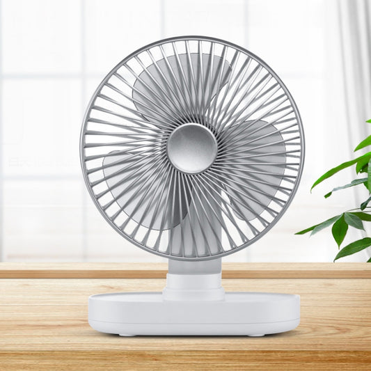 D77 4W Micro USB & USB-C / Type-C Rechargeable Portable Four-speed Adjustable Automatic Head Shaking Desktop Fan(Silver) by buy2fix