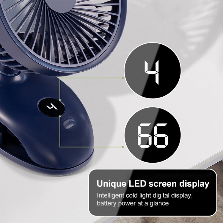 F601 Multifunctional Clip-on Electric Fan with LED Display (Blue) - Consumer Electronics by buy2fix | Online Shopping UK | buy2fix