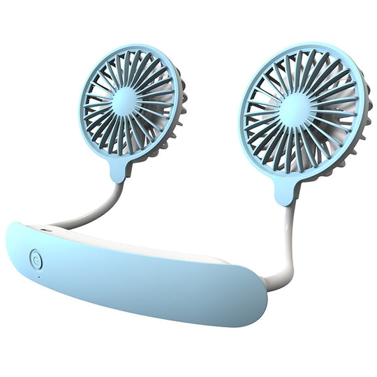 F6 Outdoor Mini Hanging Neck Fan USB Charging Lazy Small Fan (Blue)