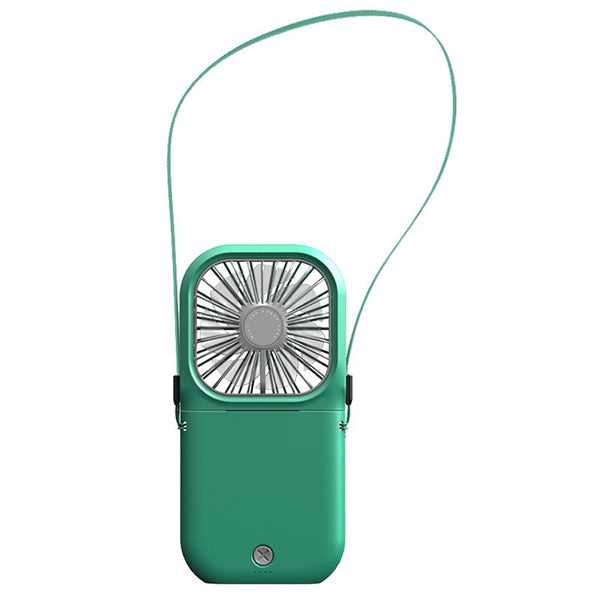 F20 Electroplating Handheld Fan Portable Desktop Folding Mute USB Hanging Neck Fan (Green) by buy2fix