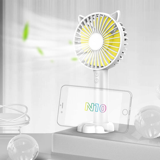 N10 Multi-function Handheld Desktop Holder Electric Fan, with 3 Speed Control (White)