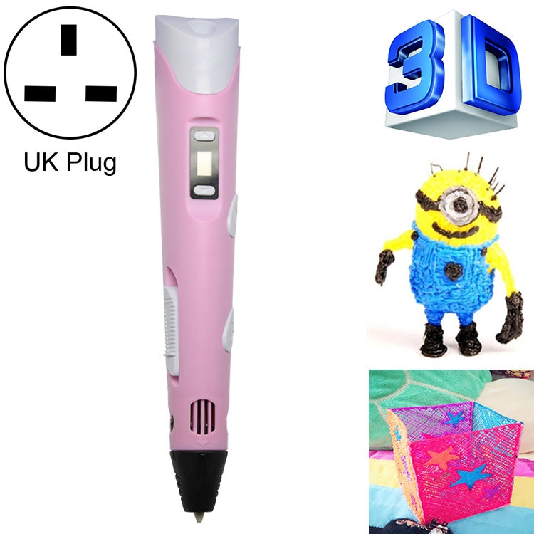 Hand-held 3D Printing Pen, UK Plug (Pink) - Consumer Electronics by buy2fix | Online Shopping UK | buy2fix