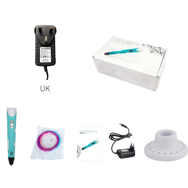 Hand-held 3D Printing Pen, UK Plug (Blue) - Consumer Electronics by buy2fix | Online Shopping UK | buy2fix