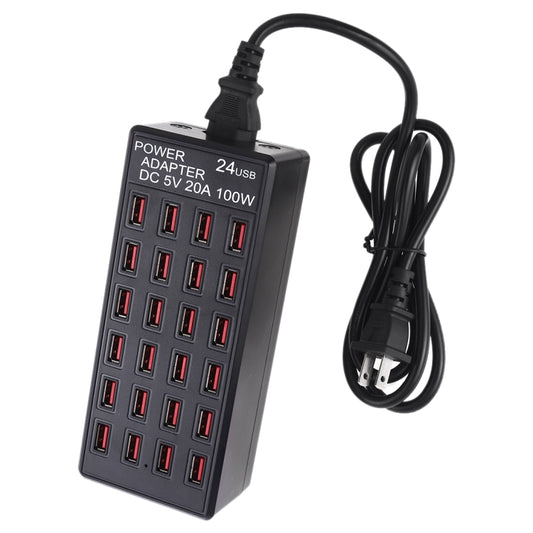 100W 24 USB Ports Fast Charger Station Smart Charger with LED Indicator AC 100-240V, US Plug(Black) - Multifunction Charger by buy2fix | Online Shopping UK | buy2fix