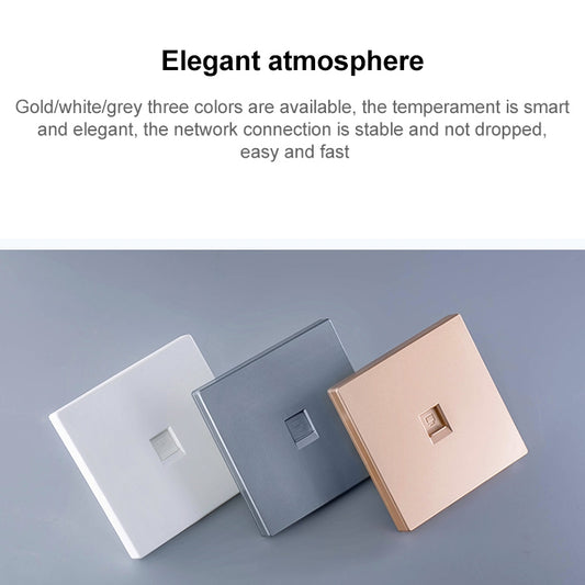 CAT.6 Shielded Pass-through Network Module, Dual Ports Panel + Shielded Pass-through + Telephone Socket (Gold) by buy2fix