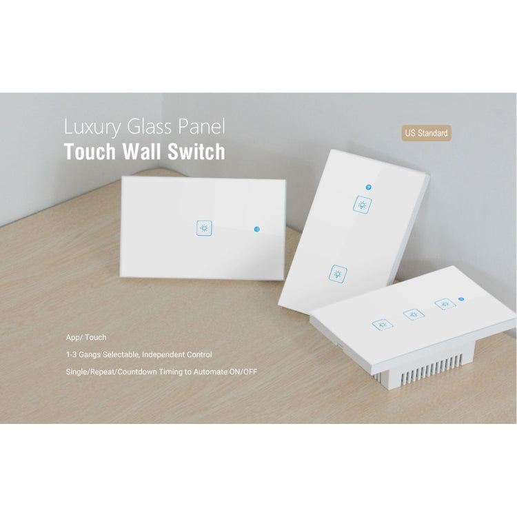 WS-US-01 EWeLink APP & Touch Control 2A 1 Gang Tempered Glass Panel Smart Wall Switch, AC 90V-250V, US Plug - Consumer Electronics by buy2fix | Online Shopping UK | buy2fix